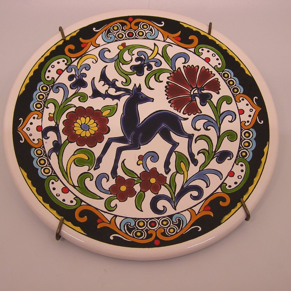 Greek Decorative Stag Plate-Manousakis Keramik